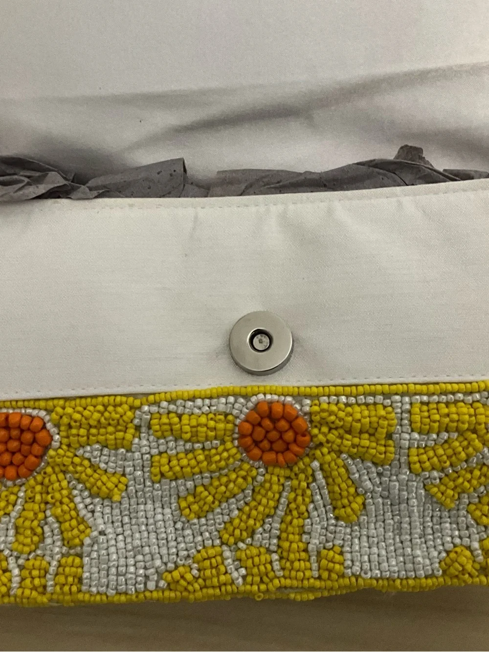 Sol Mer Beaded Yellow Daisy Handbag